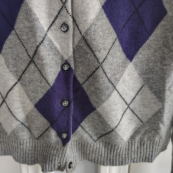 Apt 9 Cashmere Argyle Grey And Purple Sweater M - Picture 6 of 11
